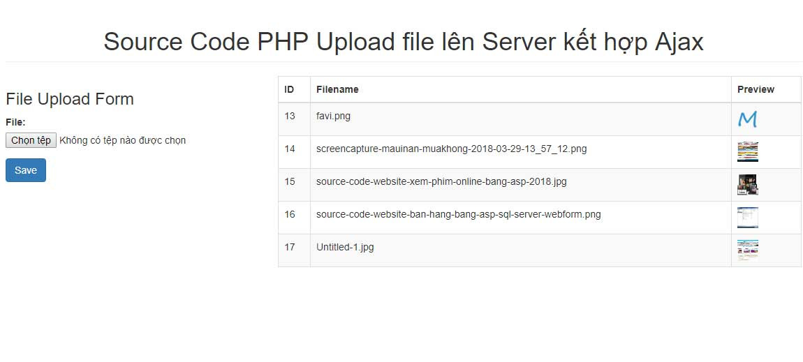 Source Code PHP Upload file lên Server kết hợp Ajax
