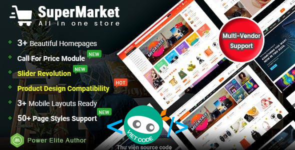 Theme bán hàng SuperMarket OpenCart Full Download