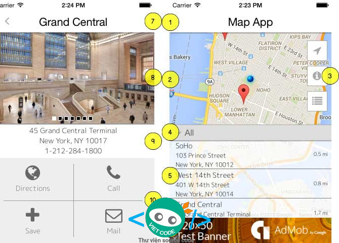 Source code App định vị bản đồ và tìm kiếm địa chỉ bằng IOS và Android